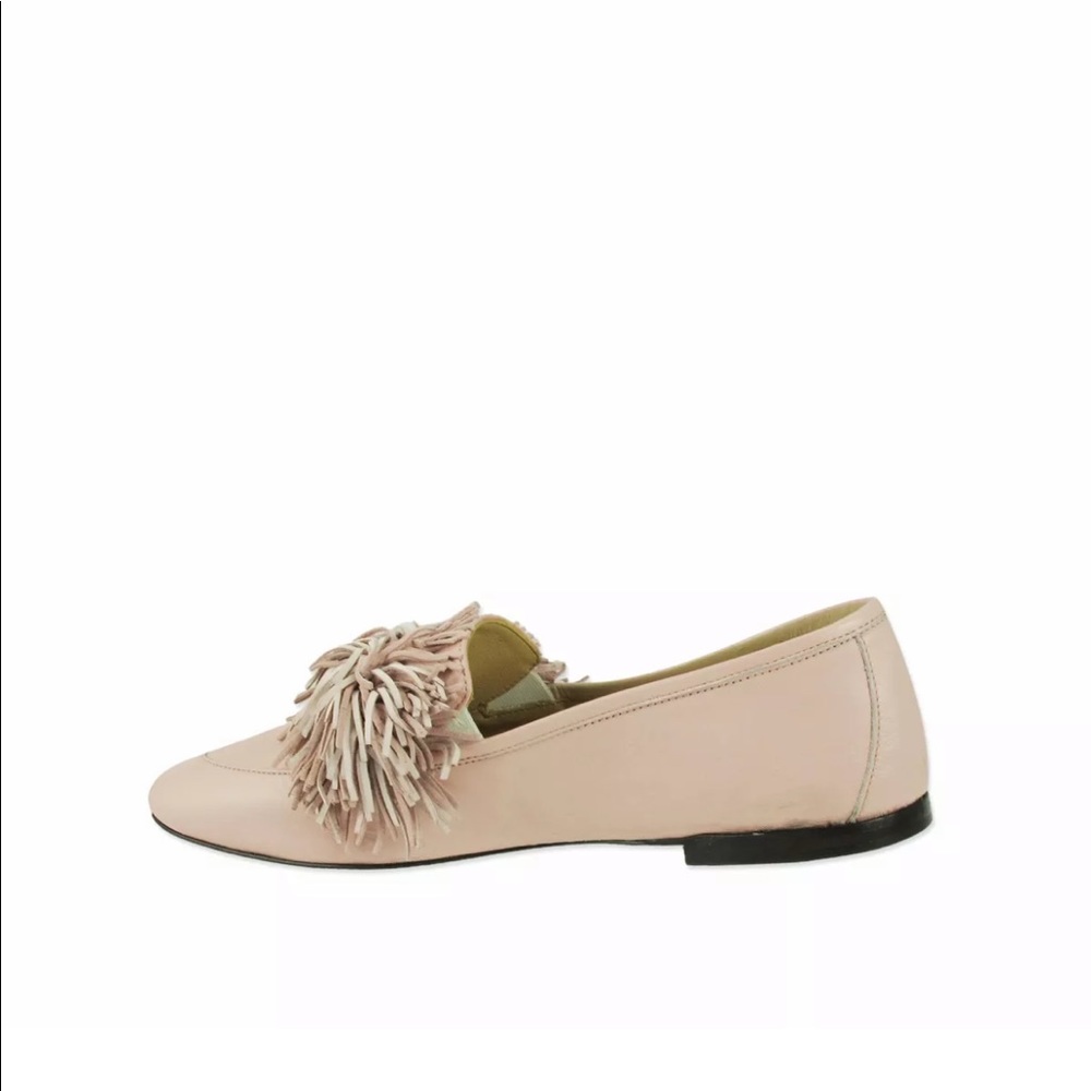 Ron White fringe leather loafer 38 light pink/neutral
